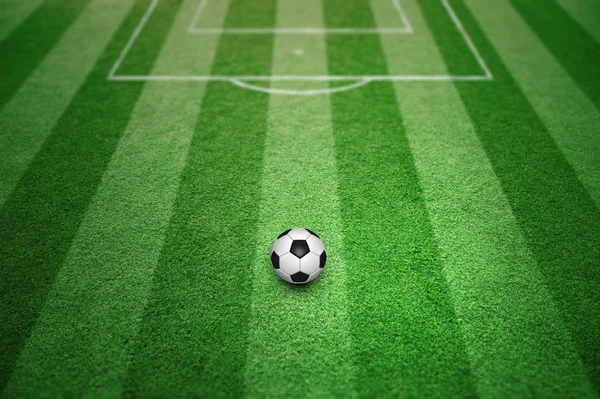 Soccer Ball Sunny Football Field Pattern Background — Stock Photo, Image