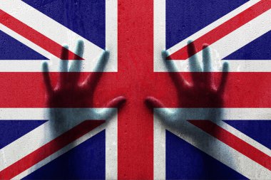 Yağmur damlası İngiltere ülke bayrağı insan eli ile dokulu.