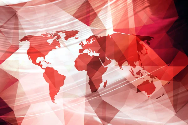 Художня Ілюстрація Карти Світу Червоного Кольору Фоні Полігонального Стилю — стокове фото
