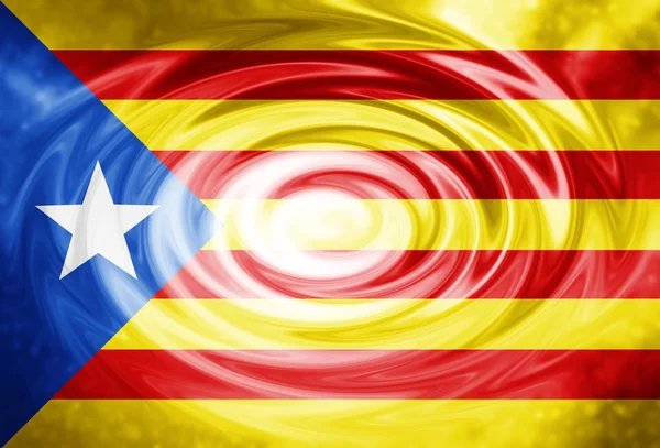 Catalonian flag fluttering in the wind. Illustration background.