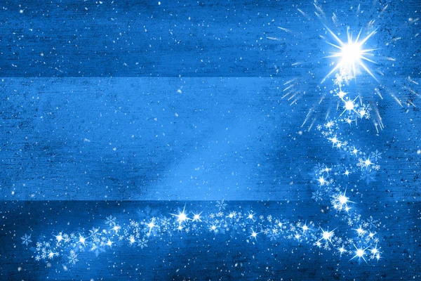 Grunge Blue Colored Christmas Shooting Star Copy Space Illustration Background — Stock Photo, Image
