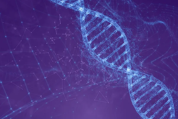 Soyut Dijital dna molekülünün fütüristik resimde arka plan üzerinde. 