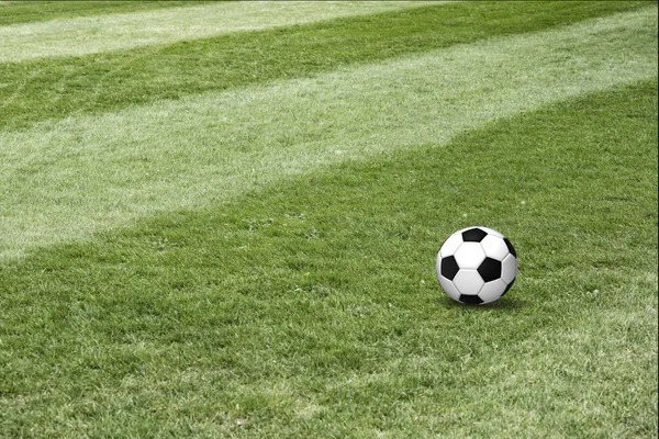 Bola Futebol Campo Grama Futebol Verde — Fotografia de Stock