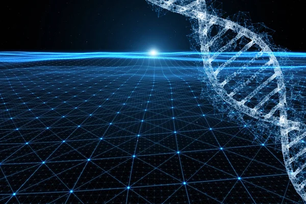 Abstrakta Dna Molekylen Futuristiska Cyberrymden Illustration Bakgrund — Stockfoto