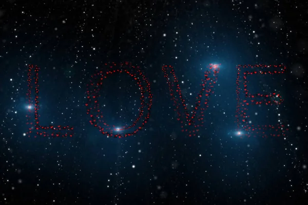 Het Woord Liefde Gespeld Met Rood Hart Vormen Voor Valentijnsdag — Stockfoto