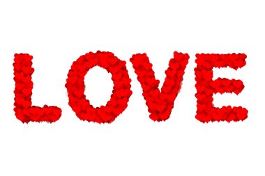 Aşk alfabesi mektubu beyaz arka plan üzerinde. Kavramsal Sevgililer günü kutlama. İllüstrasyon.