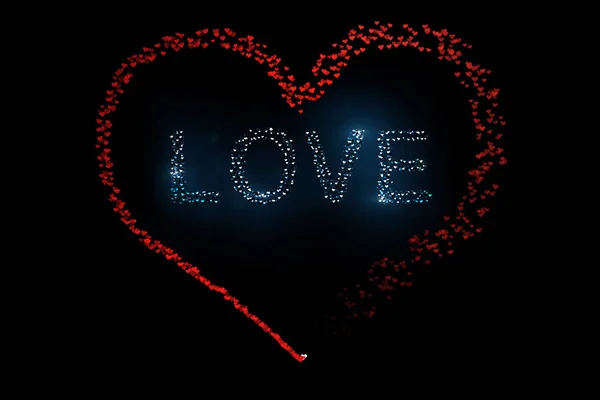 Слово Любов Пишеться Червоне Серце Фігури День Святого Валентина Ілюстрація — стокове фото