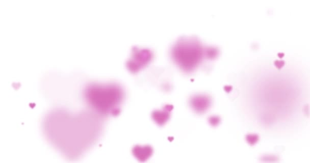 Abstrait Flous Coeurs Couleur Rose Volant Sur Fond Blanc — Video