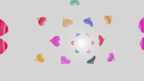 Прекрасные Бесшовные Красочные Символы Сердца Движения Фона — стоковое видео