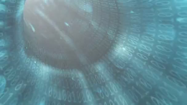 Movimiento Abstracto Del Túnel Con Números Binarios Concepto Tecnología Digital — Vídeo de stock