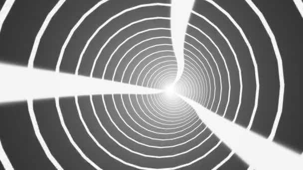 線で黒と白のチューブ内の抽象的な旅行 — ストック動画