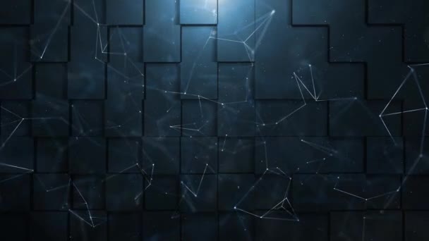 Lignes Réseau Abstraites Points Sur Fond Cybernétique Bleu Foncé Concentration — Video