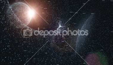 Gezegenler, soyut toz ve rasgele sayılar ile soyut evren. 