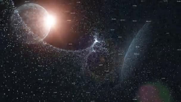 Universo Astratto Con Pianeti Polvere Astratta Numeri Casuali — Video Stock