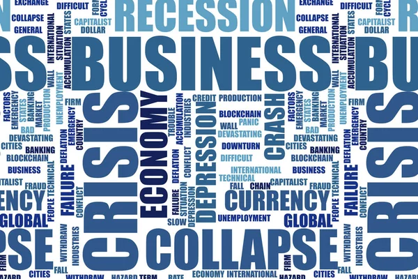 Business Crisis Word Tag Cloud White Illustration Background — Stock Photo, Image