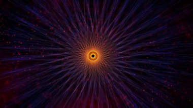 Siyah arka plan üzerinde sanatsal renkli geometrik mandala şekli.