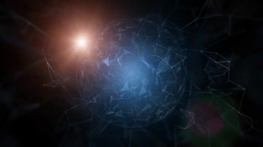 Dijital ağ veri küre ile parlama ışık uzaydan görüntüleyin. Kavramsal yapay zeka arka plan. 