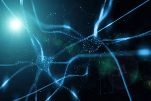 Artystyczny Niebieski Kolorowe Neuronów Mózgu Tle Abstrakcja Ilustracja Jasny — Zdjęcie stockowe