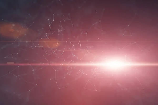 Мистецький цифровий кіберпростір космос з спалахом світла — стокове фото