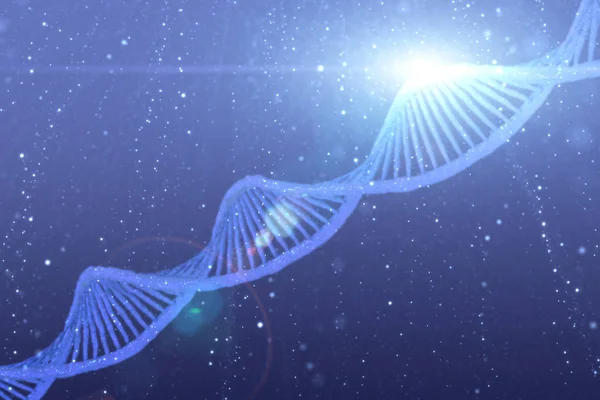 Komórka DNA w artystycznej, lśniącej przestrzeni cybernetycznej — Zdjęcie stockowe