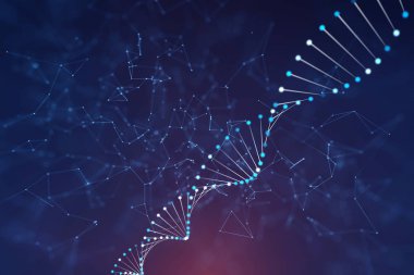 Soyut DNA hücre yapısı siber uzay kopyalama alanı resimleme arkaplanı.