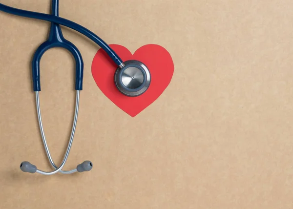 Bovenaanzicht Blauwe Stethoscoop Gele Achtergrond Voor Selectievakje Hart Gezondheid Check — Stockfoto