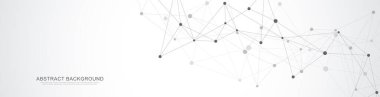Soyut geometrik arkaplan ve noktaları ve çizgileri birleştiren web sitesi başlığı veya afiş tasarımı. Genel ağ bağlantısı. Metnin için pleksus arkaplanı ve alanı olan dijital teknoloji.