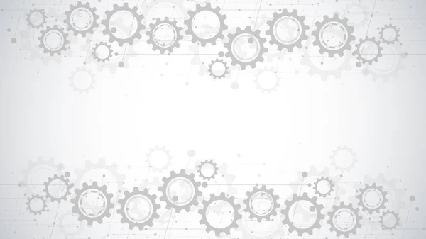 Çarklar ve dişli tekerlek mekanizmaları. Yüksek teknoloji dijital teknoloji ve mühendislik. Soyut teknik arkaplan.