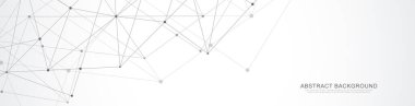 Soyut geometrik arkaplan ve noktaları ve çizgileri birleştiren web sitesi başlığı veya afiş tasarımı. Genel ağ bağlantısı. Metnin için pleksus arkaplanı ve alanı olan dijital teknoloji.