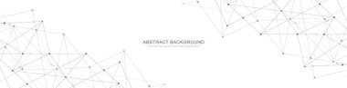 Soyut geometrik arkaplan ve noktaları ve çizgileri birleştiren web sitesi başlığı veya afiş tasarımı. Genel ağ bağlantısı. Metnin için pleksus arkaplanı ve alanı olan dijital teknoloji.