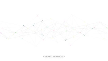 Noktaları ve çizgileri birleştiren soyut pleksus arkaplanı. Küresel ağ bağlantısı, dijital teknoloji ve iletişim kavramı.