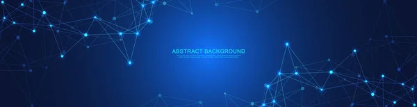 Soyut geometrik arkaplan ve noktaları ve çizgileri birleştiren web sitesi başlığı veya afiş tasarımı. Genel ağ bağlantısı. Metnin için pleksus arkaplanı ve alanı olan dijital teknoloji.