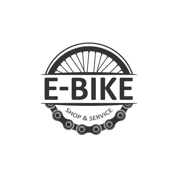 Elektrikli Bisiklet rozet vektör. Tekerlek ve teyp. Bisiklet logosu
