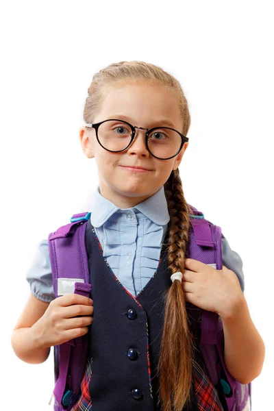 Chica en gafas con una mochila —  Fotos de Stock