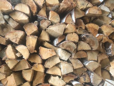 Kış için hazırlanmış odun yığını