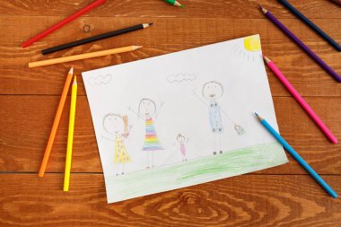 Kahverengi Arka Plan üzerine El Çizilmiş Resim ve Kalem