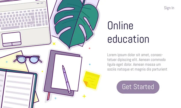 Platte ontwerp baner voor online onderwijs — Stockvector