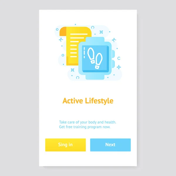 Gezonde levensstijl banner concept met fitness tracker — Stockvector
