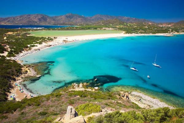 Playa Porto Giunco Villasimius Cerdeña Italia Cerdeña Segunda Isla Más —  Fotos de Stock