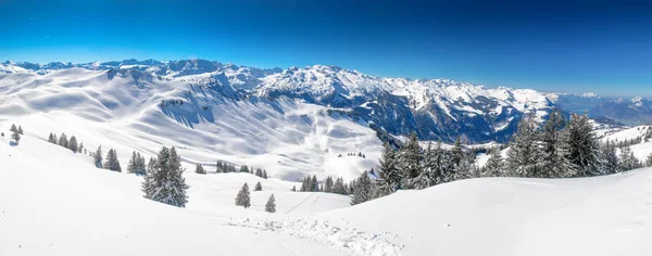 Swiss Alps Covered Fresh New Snow Seen Hoch Ybrig Ski — Stock Photo, Image