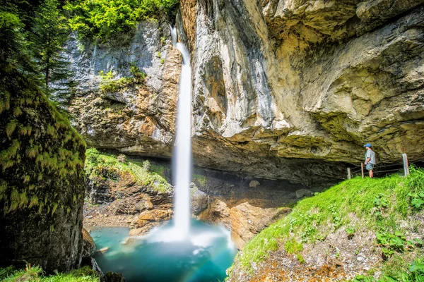 Superbe Cascade Suisse Près Klausenpass Canton Glarus Suisse Europe — Photo