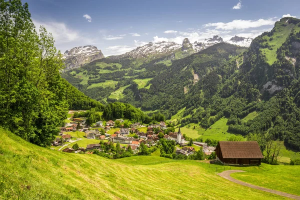 Stunning Landscape Panorama Swiss Alps Fronalpstock Klingenstock Chaiserstock Illgau — Stock Photo, Image