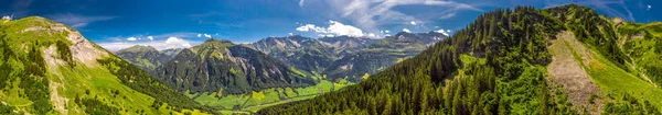 Aerial View Elm Village Swiss Mountains Piz Segnas Piz Sardona — Stock Photo, Image