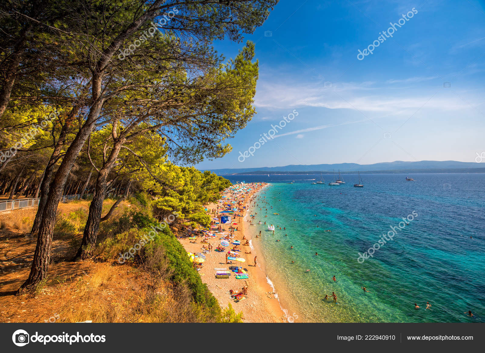 Famous Zlatni Rat Beach Bol Island Brac Croatia Stock