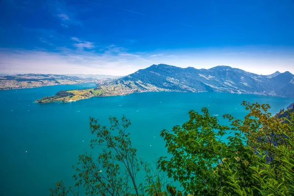 Swiss Alps Burgenstock View Lucerne Lake Rigi Mountain Switzerland Europe — Stock Photo, Image