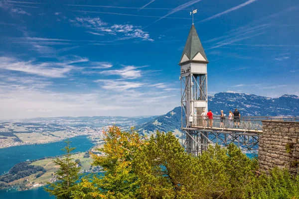 Burgenstock Switzerland Agustus 2018 Lift Hammetschwand Alpen Dekat Burgenstock Dengan — Stok Foto