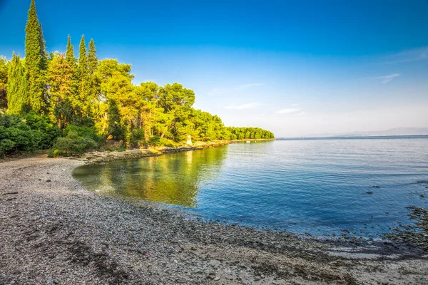 克罗地亚布拉克 布拉克 布拉克 布拉克岛上的鹅卵石海滩 有绿松石清澈的海水 — 图库照片