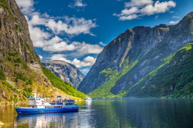 Gudvangen fiyordu, Norveç, Avrupa. 