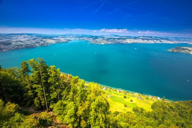 Burgenstock Vierwaldstattersee ve Pilatus Dağı, İsviçre, Avrupa manzarasında yakınındaki İsviçre Alpleri. 