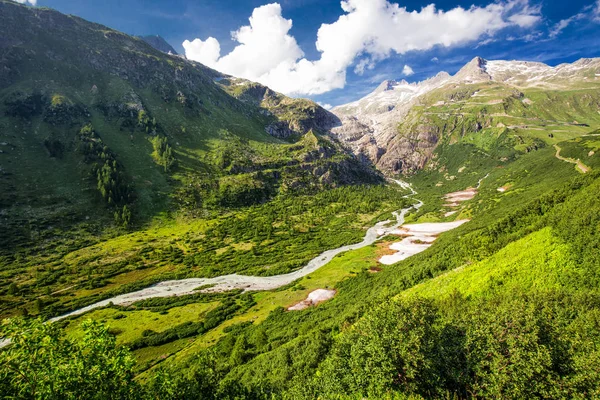 Nézd Furkapass Svájcban Rhône Gleccser — Stock Fotó